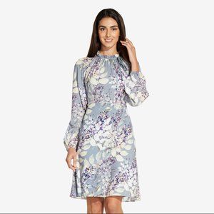 NWT Adrianna Papell Grey Floral Long Sleeve Dress